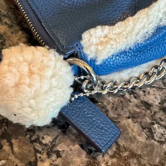 Coach Blue leather and sherling Wristlet with Chain - Picture 3 of 16